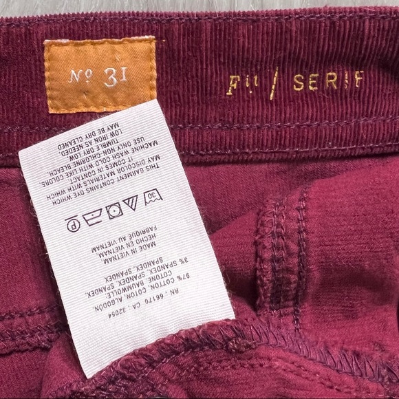 SOLD-Anthropologie Burgundy Wine Micro Cord Skinny Chino Pants - Picture 11 of 11